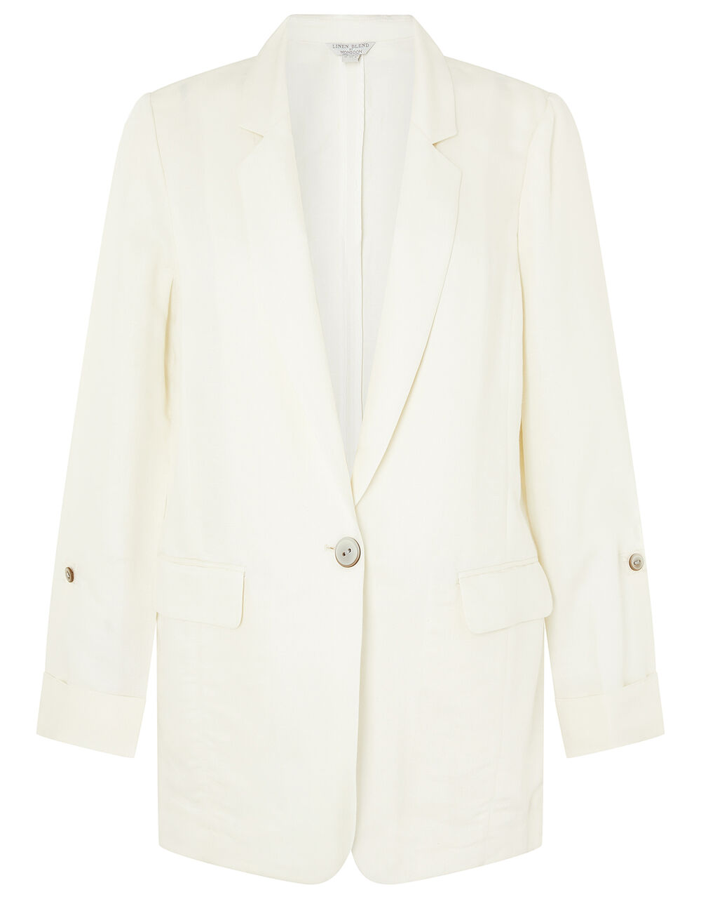 Smart longline blazer in linen blend ivory - Monsoon Accessorize Malta