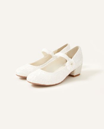 Lace pearl heels ivory