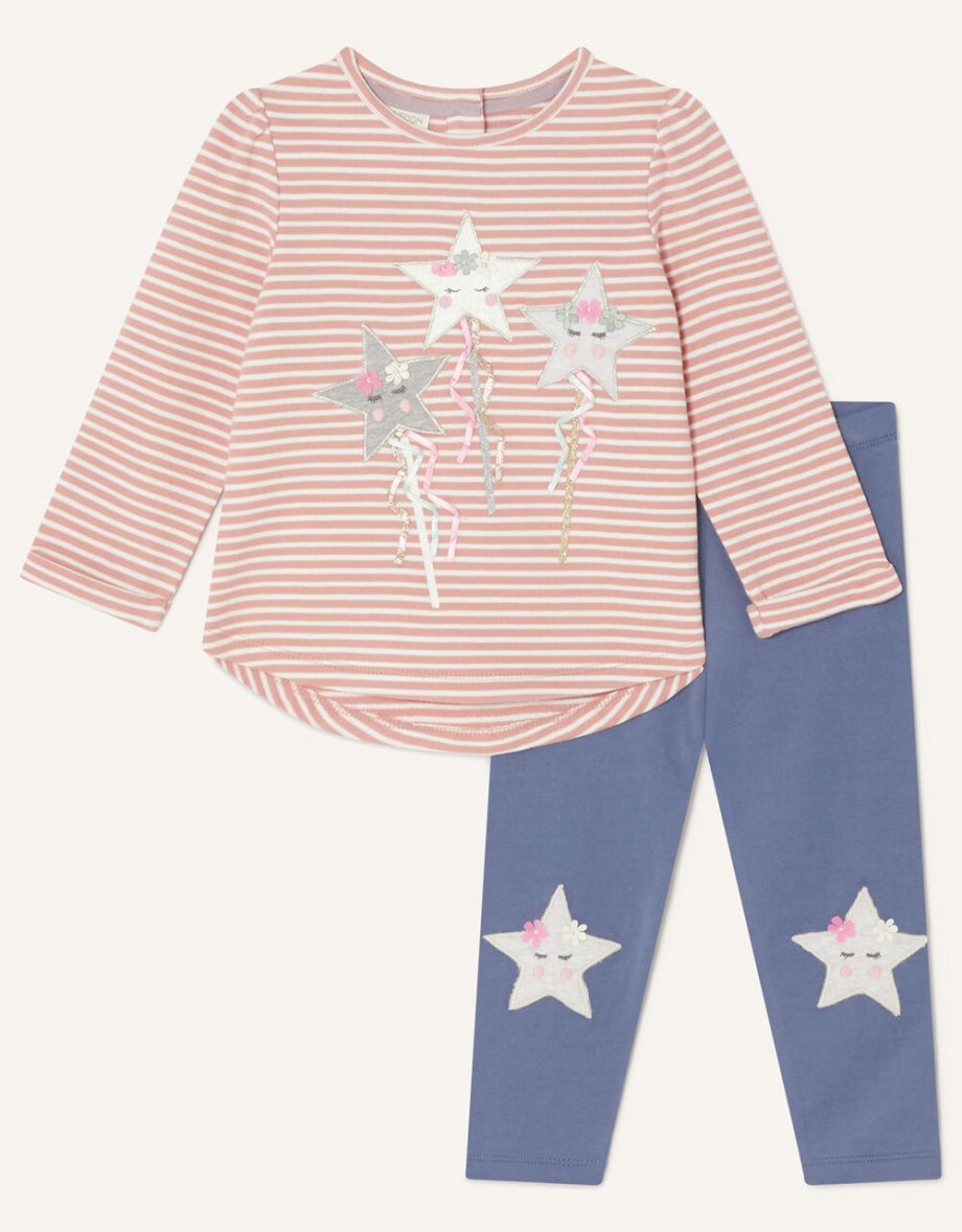 Baby star wand jersey set pink