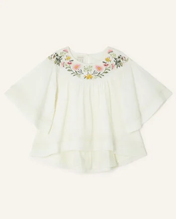 Boutique meadow floral dobby blouse ivory