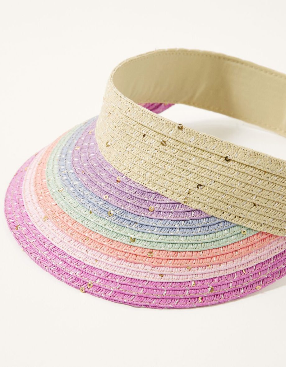 Rainbow sparkle straw visor