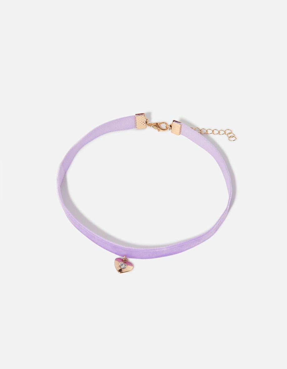 Girls velvet heart choker
