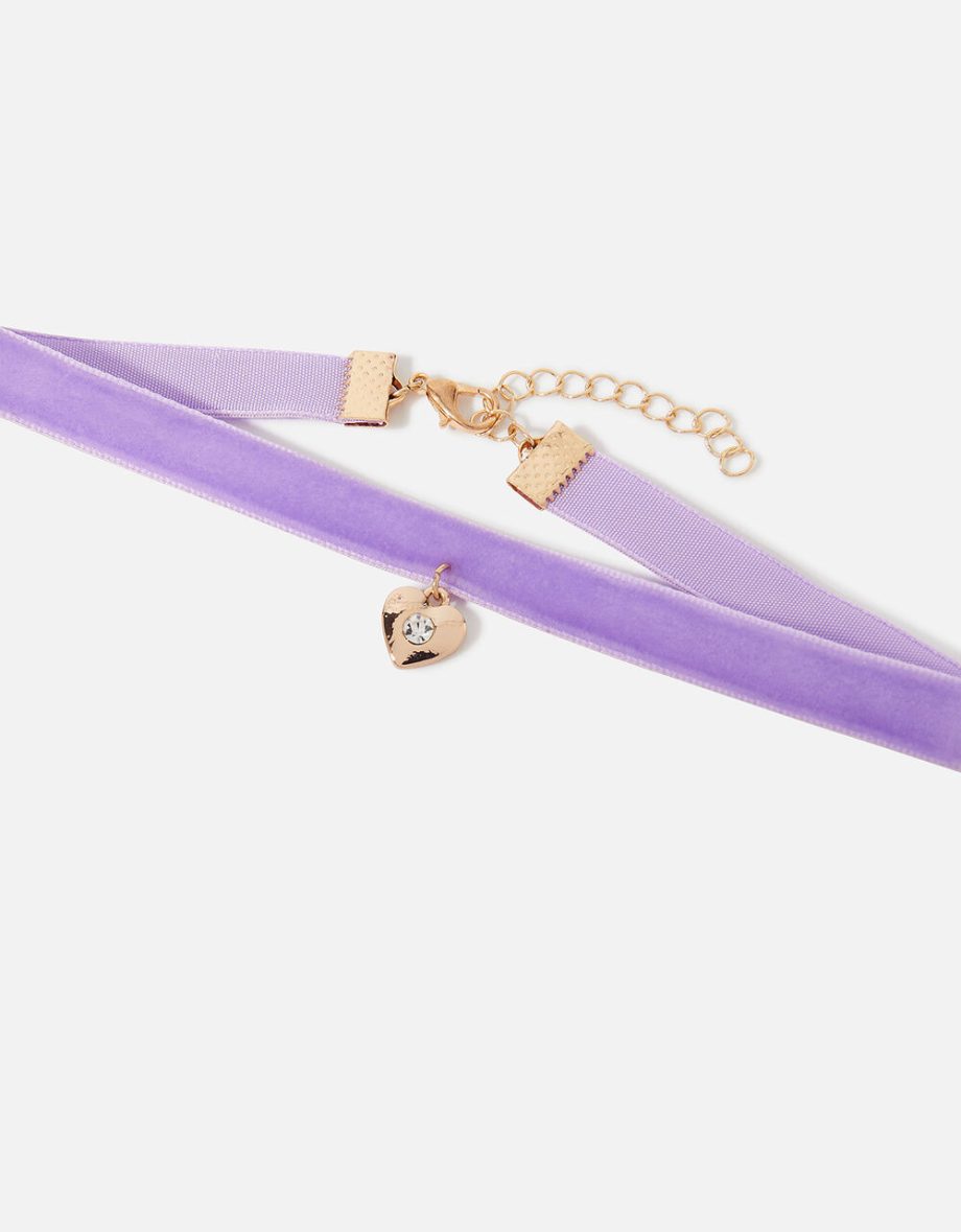 Girls velvet heart choker