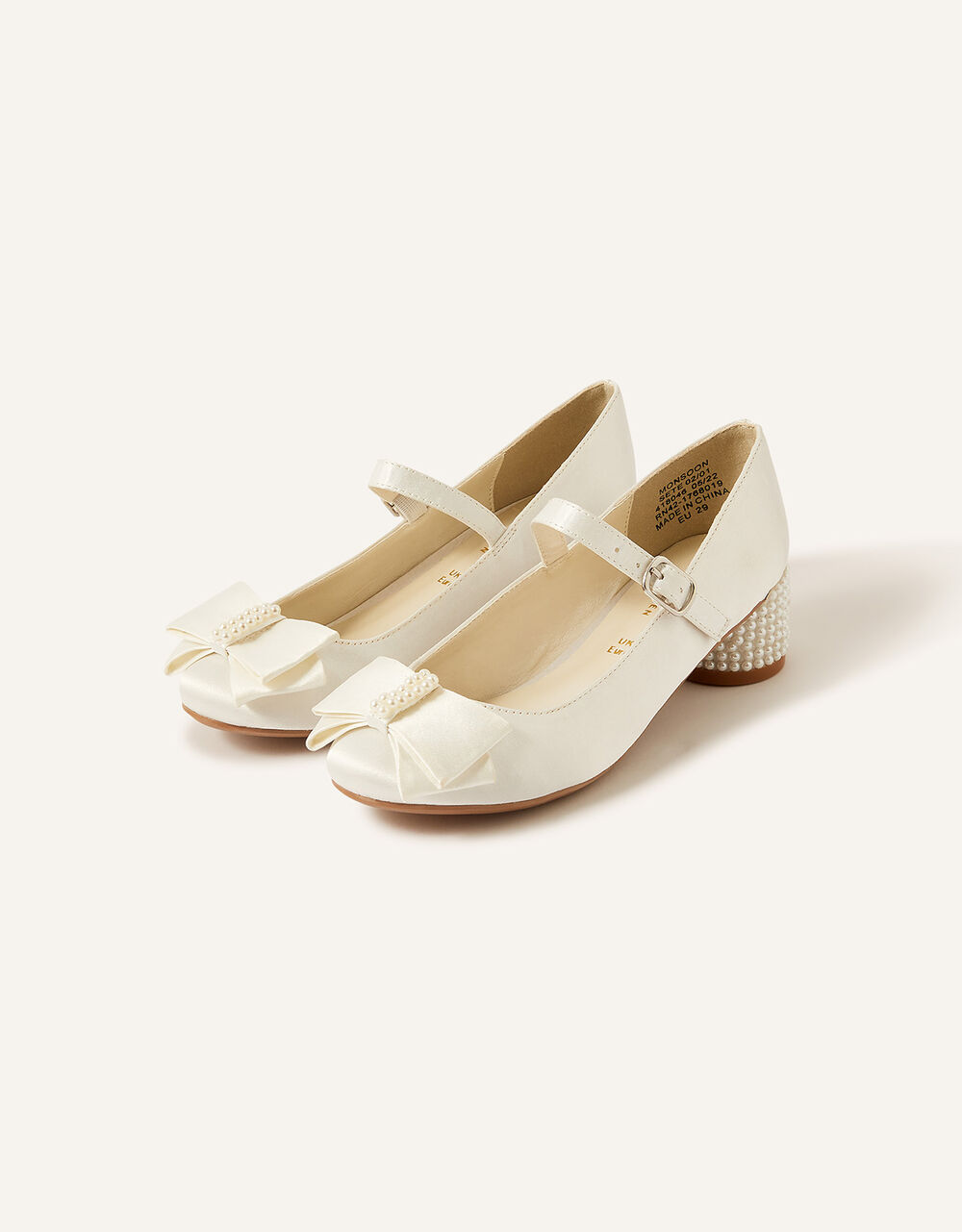 Satin strap pearl heels ivory - Monsoon Accessorize Malta