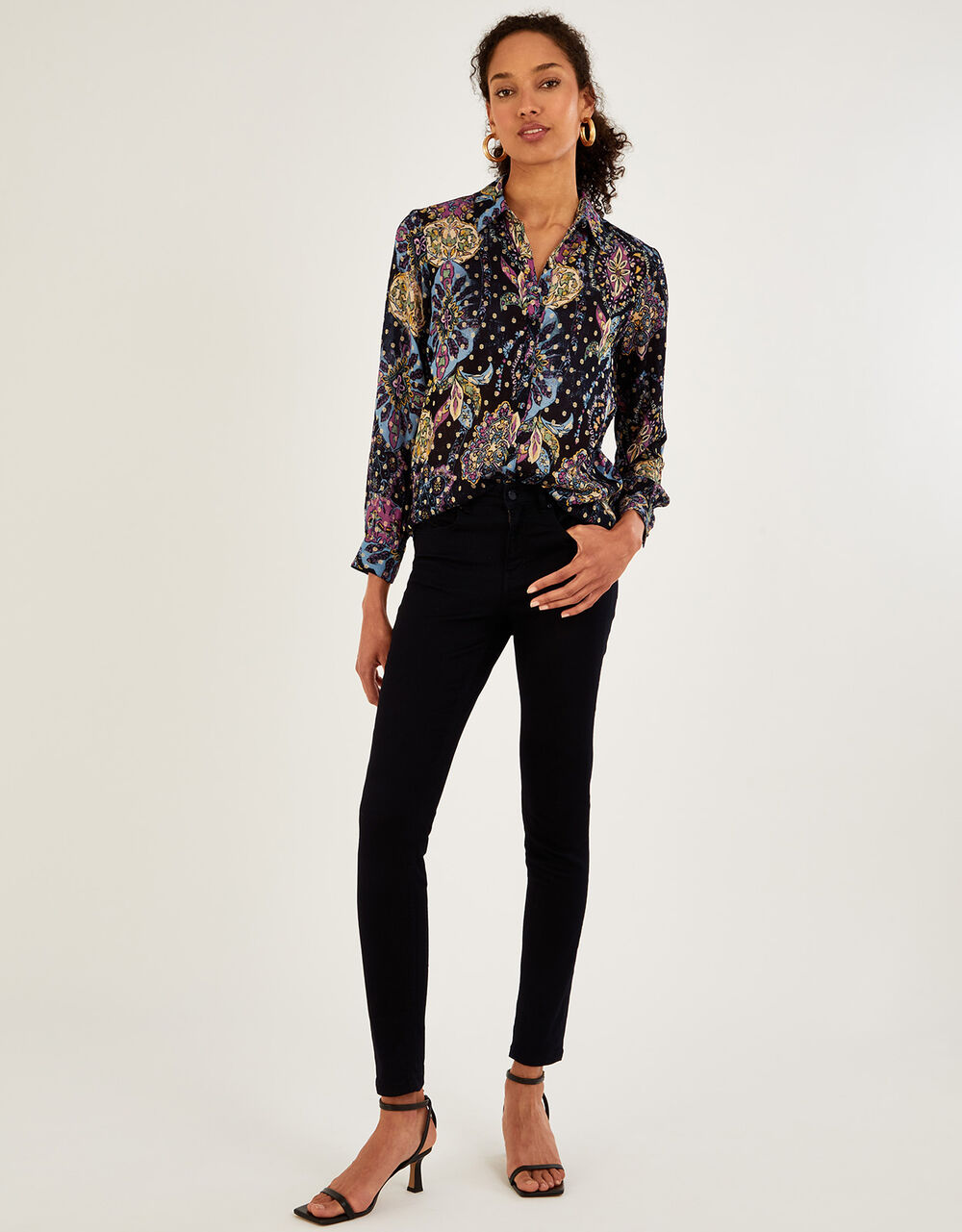 Sloan print blouse in sustainable viscose black - Monsoon Accessorize Malta