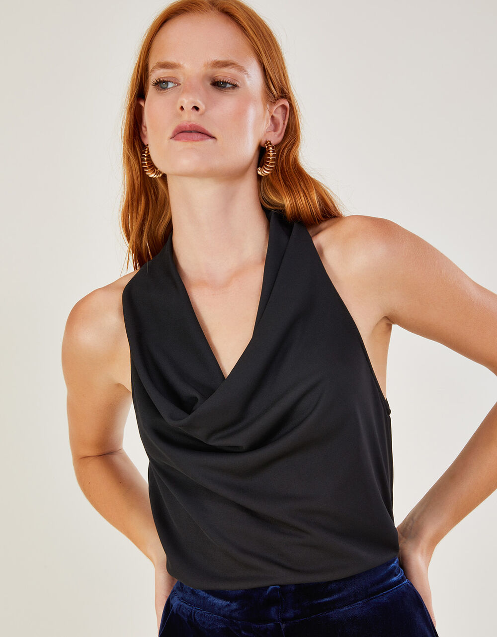 cowl neck sleeveless tunic