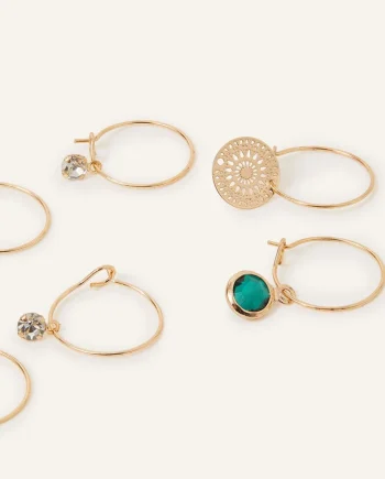 Filigree and stone hoops set of three