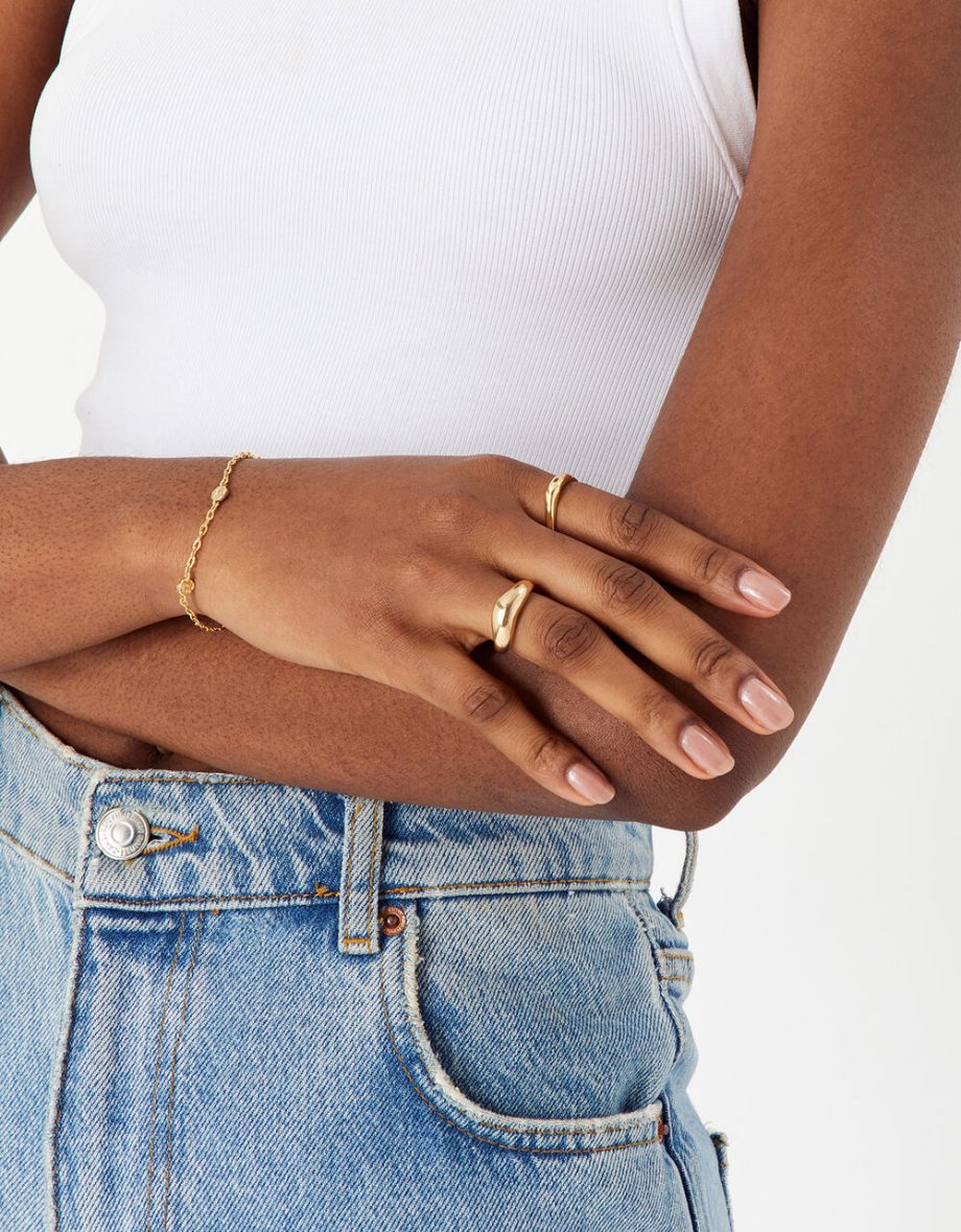 Gold-plated smooth irregular ring set of two gold