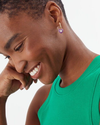 Heart enamel diamante hoop earring