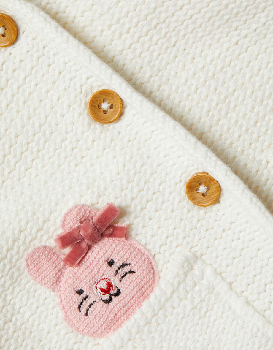 Newborn mouse pocket knit cardigan ivory
