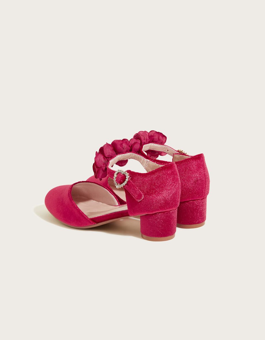 Velvet rose two-part heels with sparkle buckle red