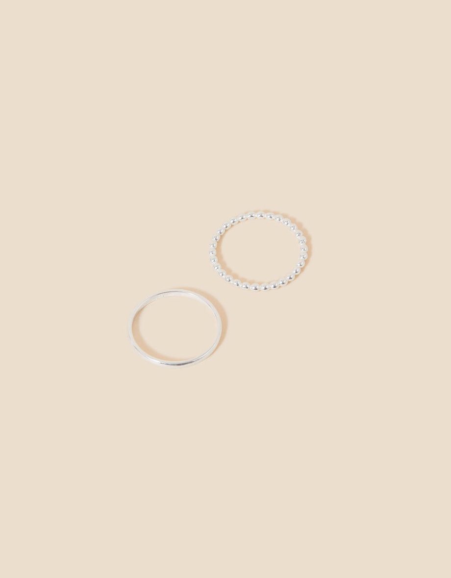 Sterling silver ball rings set of two silver