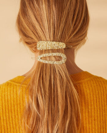 Hammered metal hair slides set of two