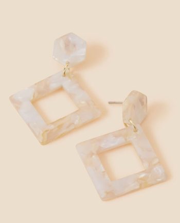 MARBLED RESIN SQUARE DROP EARRINGS