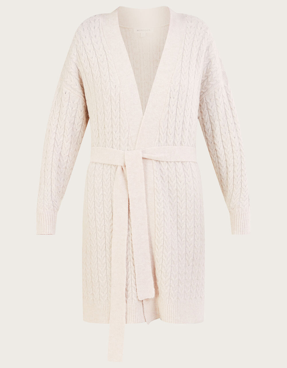 Belted longline cable knit cardigan ivory - Monsoon Accessorize Malta