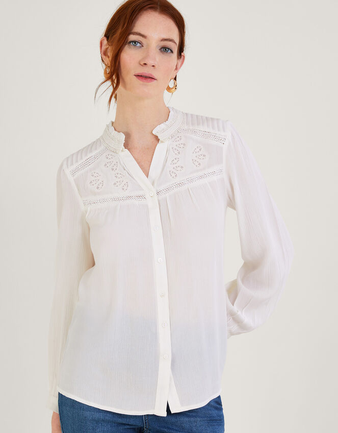 Lace insert blouse in lenzing™ ecovero white - Monsoon Accessorize Malta