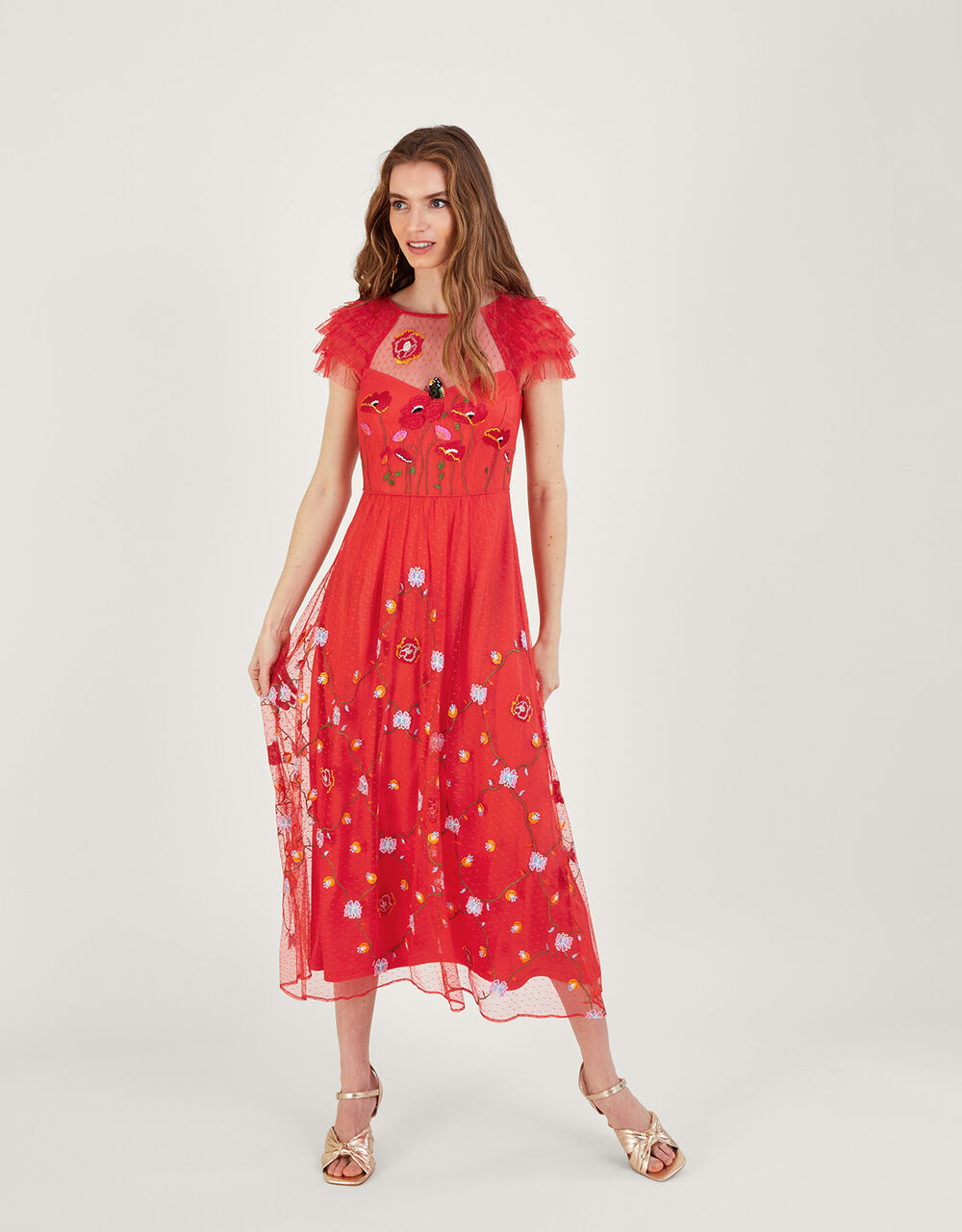 Octavia embroidered midi dress red - Monsoon Accessorize Malta