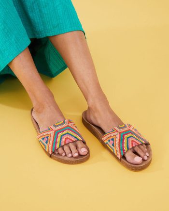 BEADED CORK FOOTBED SANDALS