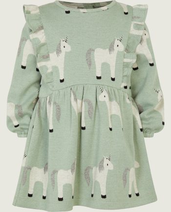 Baby unicorn sweatshirt dress green