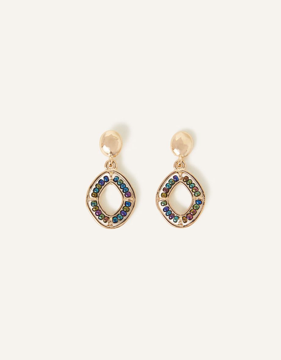 Beaded pave drop earrings