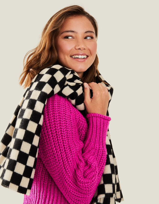 MONOCHROME CHECKERBOARD BLANKET SCARF - Monsoon Accessorize Malta