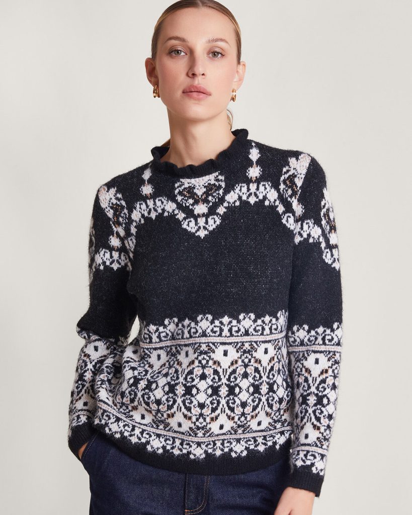 Fabe Fair Isle Jumper Grey Monsoon Accessorize Malta