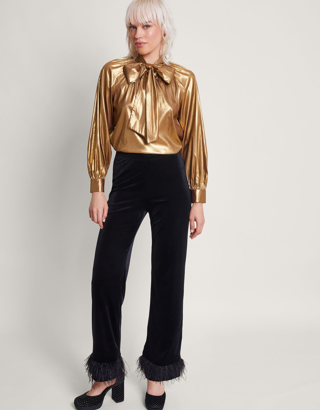 Gracie pussybow blouse gold - Monsoon Accessorize Malta