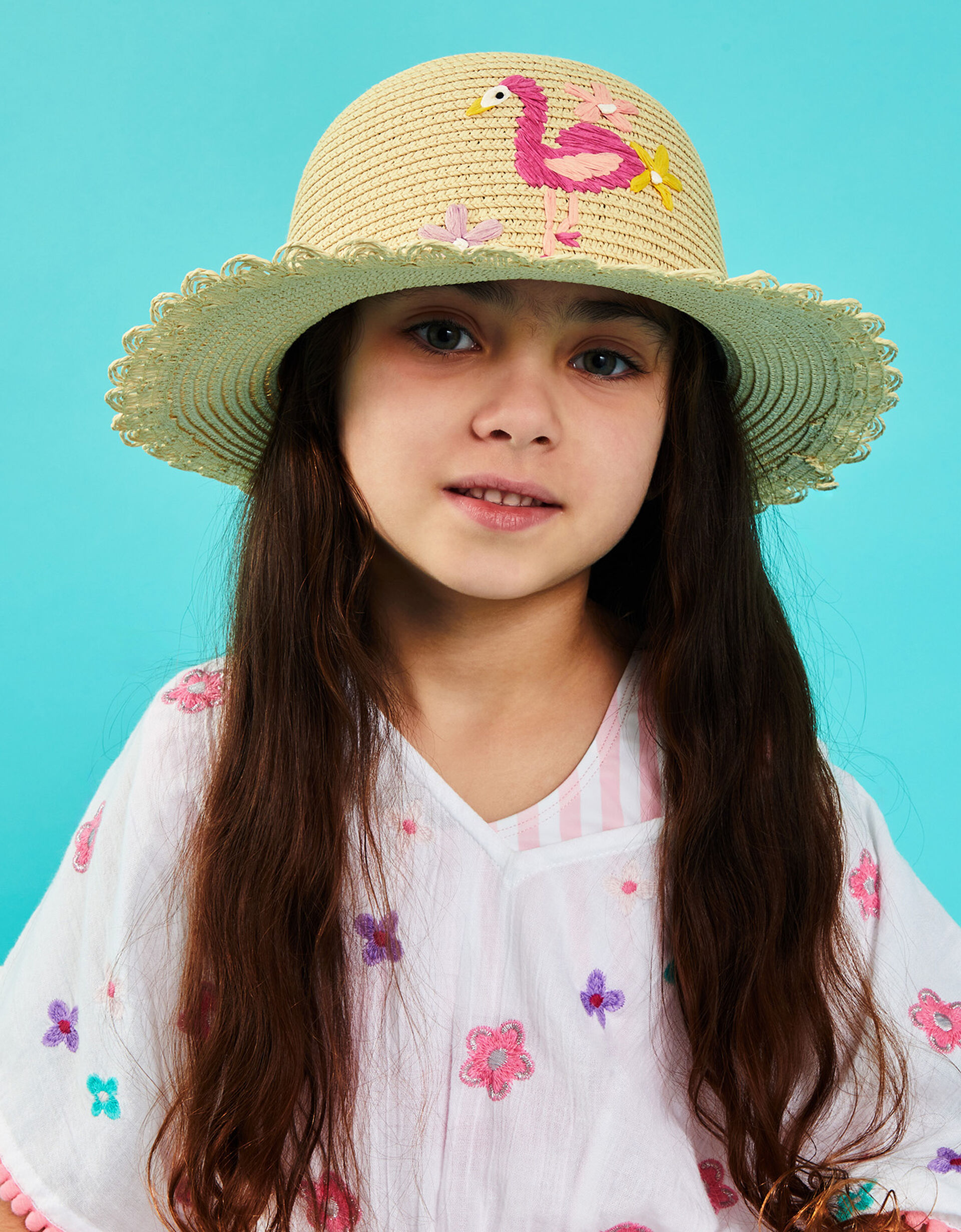 GIRLS FLAMINGO FLOPPY HAT NATURAL Monsoon Accessorize Malta