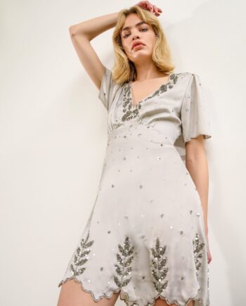 Aurora embellished mini dress grey