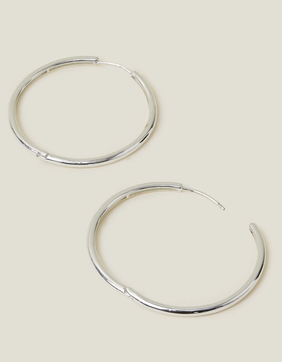 STERLING SILVER-PLATED MEDIUM HOOPS