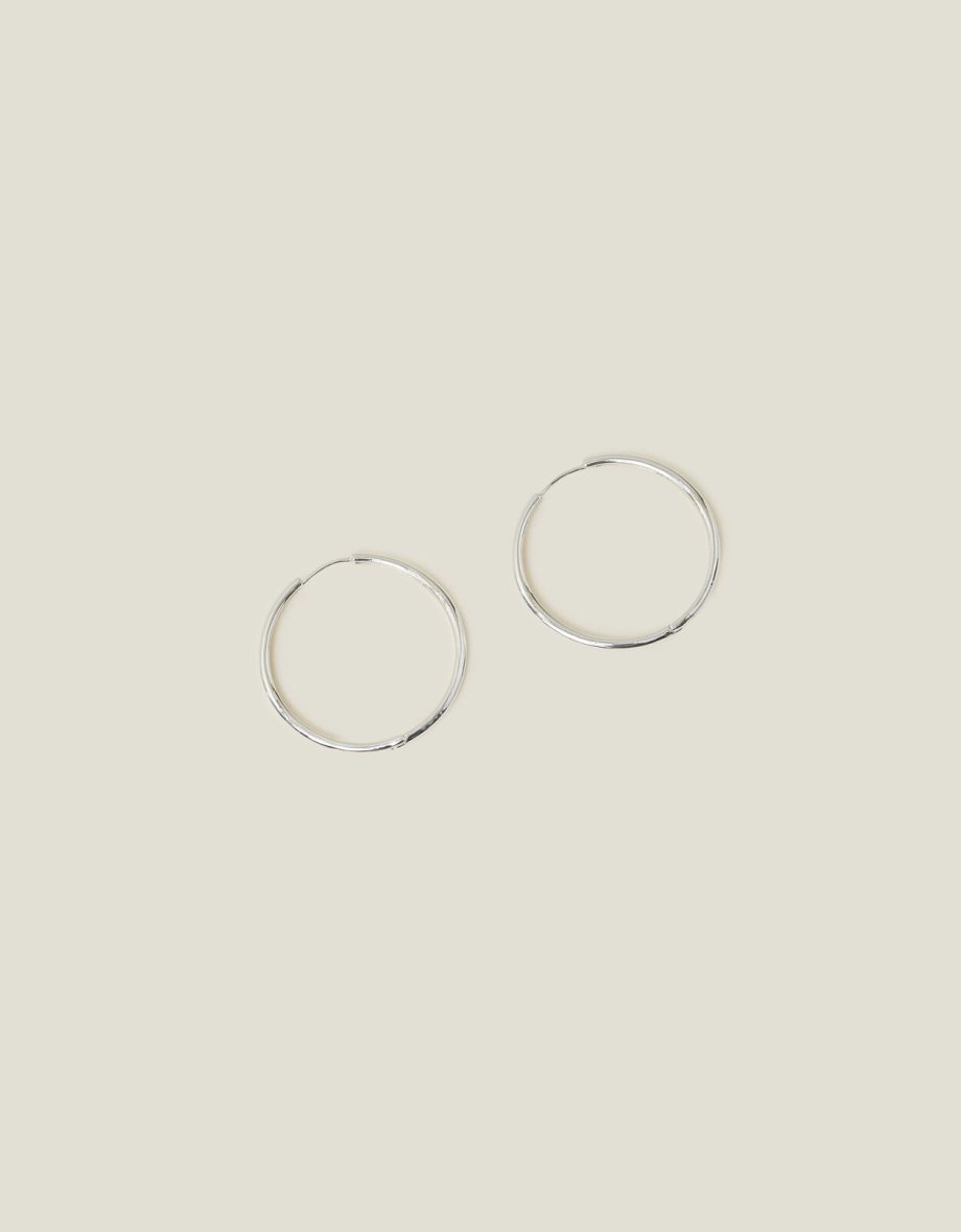 STERLING SILVER-PLATED MEDIUM HOOPS