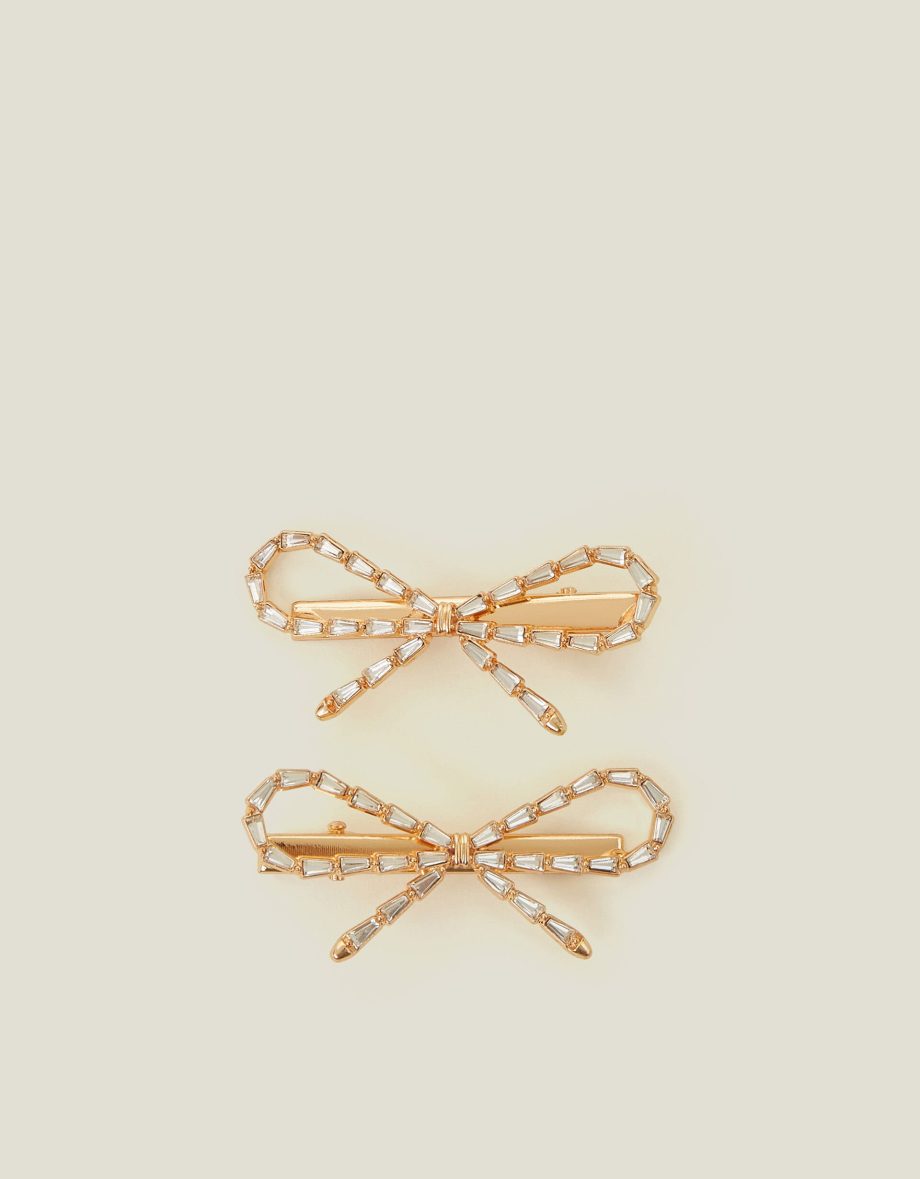 2-PACK GEM BOW METAL HAIR CLIPS