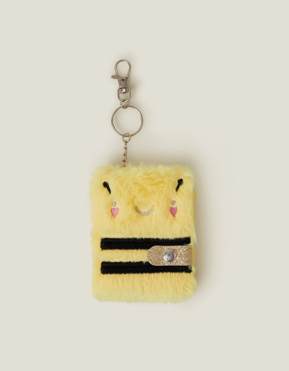 GIRLS FAUX FUR BEE KEYCHAIN NOTEBOOK