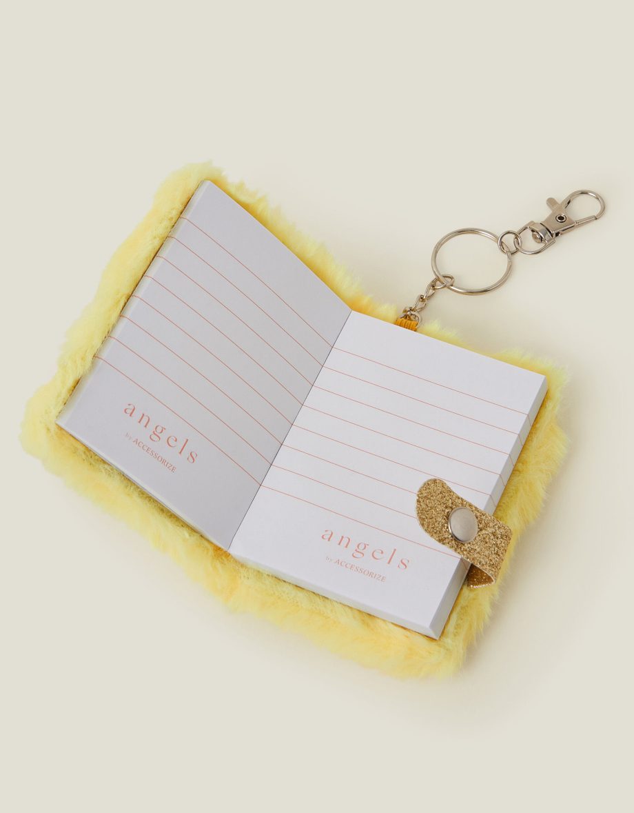 GIRLS FAUX FUR BEE KEYCHAIN NOTEBOOK