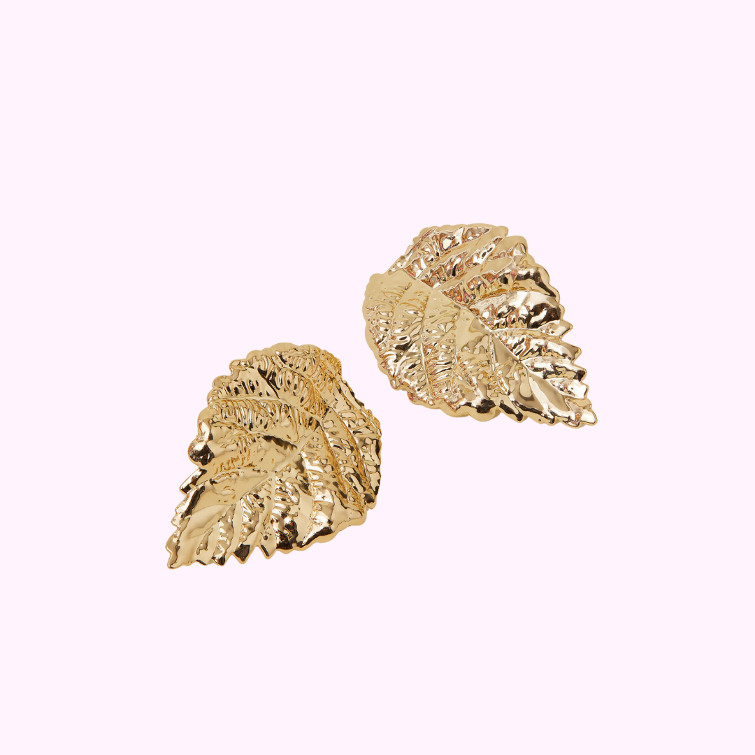 LARGE LEAF STUD EARRINGS