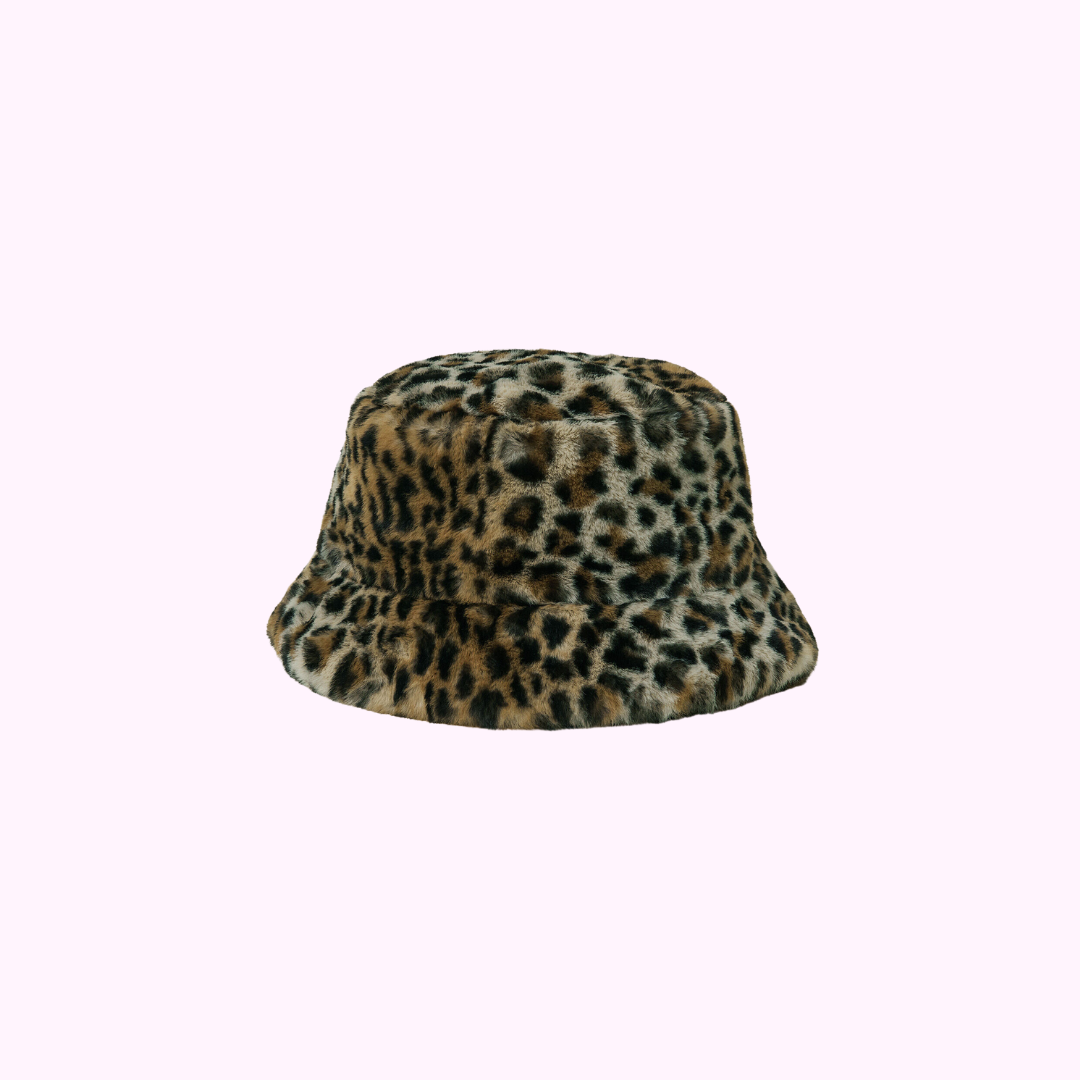 Faux Fur Bucket Hat Leopard