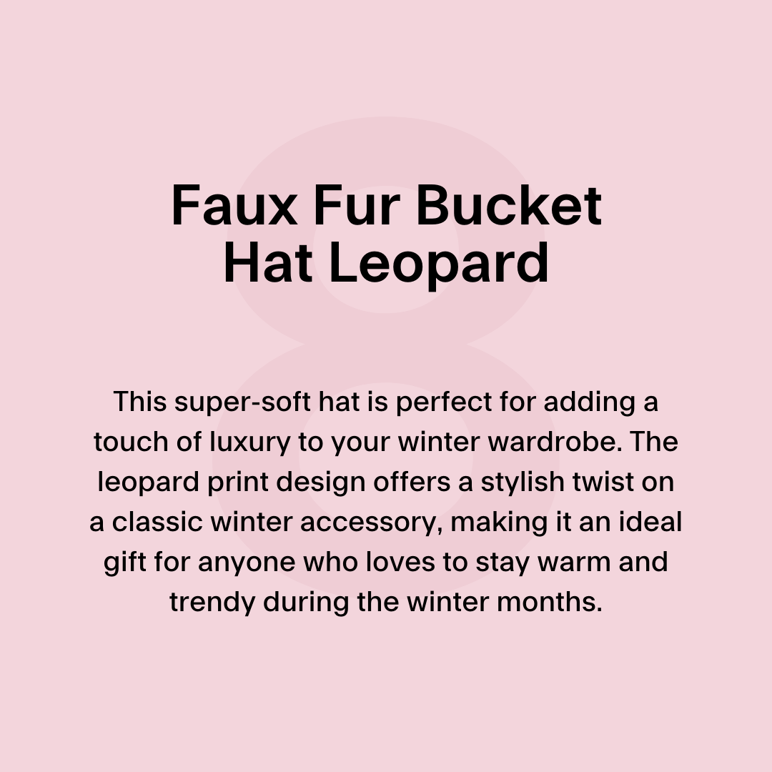 This super-soft hat is perfect for adding a touch of luxury to your winter wardrobe. The leopard print design offers a stylish twist on a classic winter accessory, making it an ideal gift for anyone who loves to stay warm and trendy during the winter months.