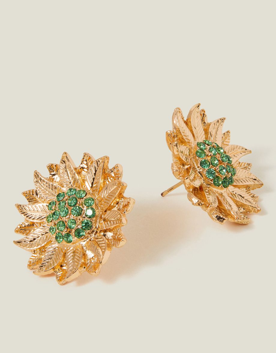 SUNFLOWER GEM STUD EARRINGS