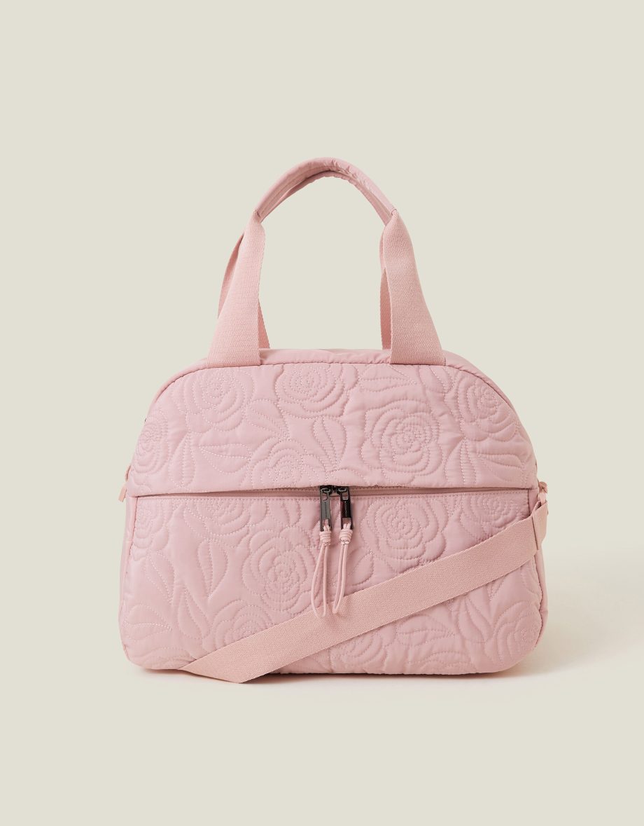 FLORAL QUILTED TRAVEL BAG PINK