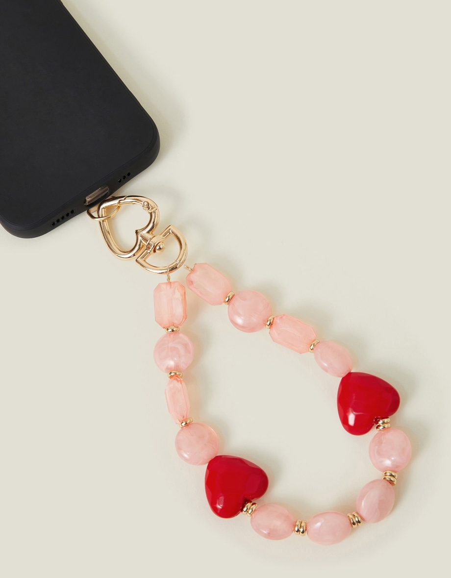 BEADED HEART PHONE WRIST STRAP