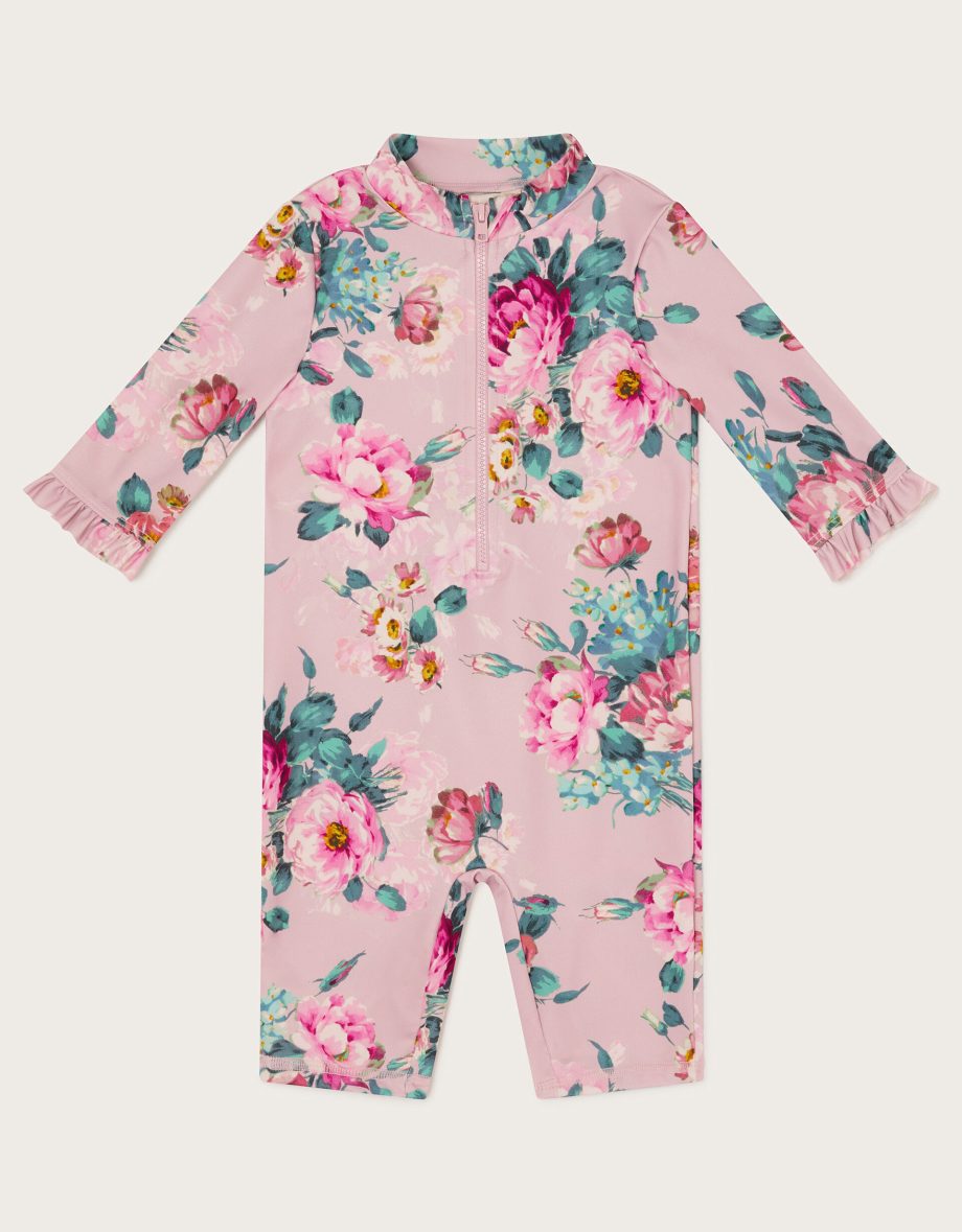 Baby Floral UPF50 Swimsuit Pink