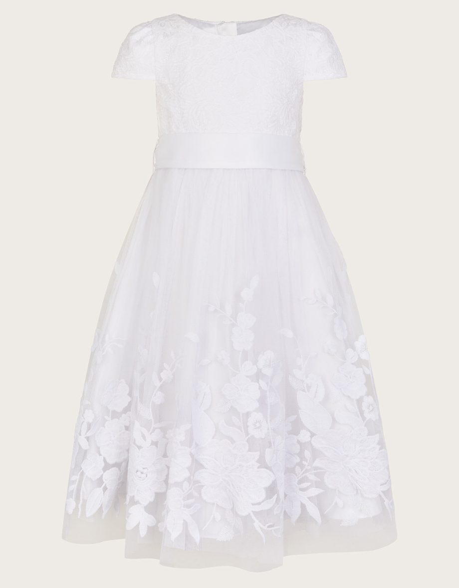 Sorcha floral lace communion dress white