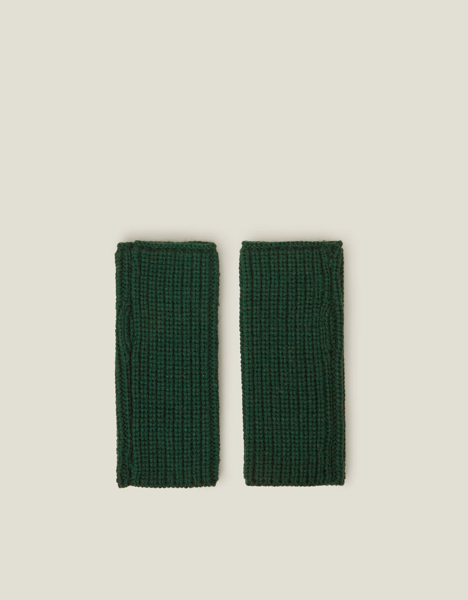 Ribbed Cut Off Gloves Green