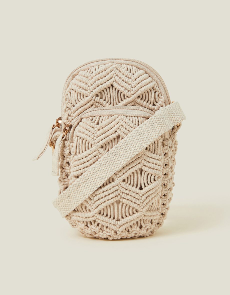 MACRAME PHONE BAG CREAM