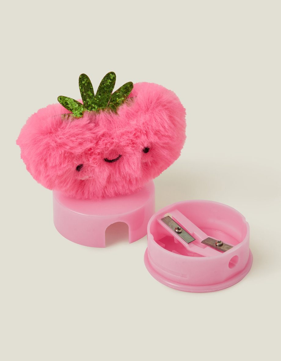 GIRLS FAUX FUR STRAWBERRY PENCIL SHARPENER