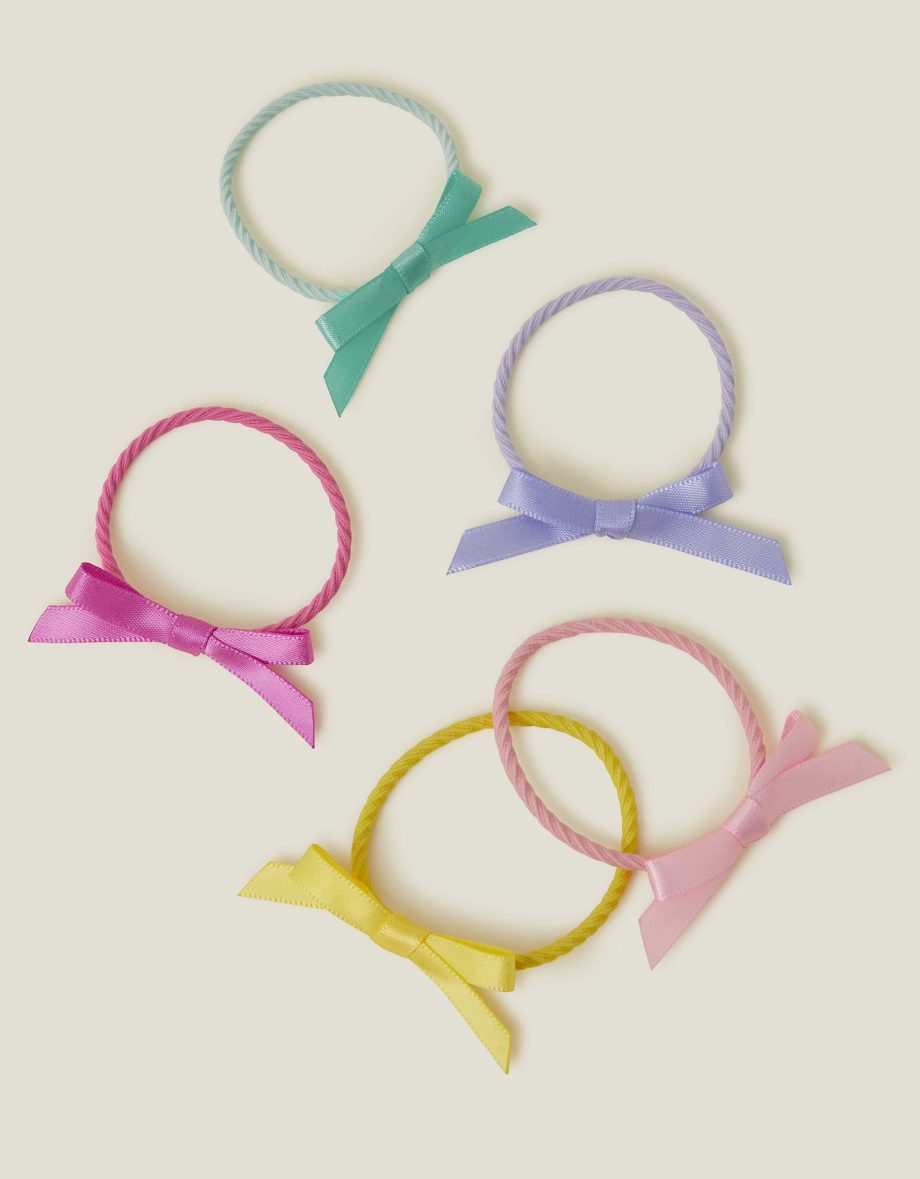 5-PACK GIRLS SATIN BOW HAIR BANDS