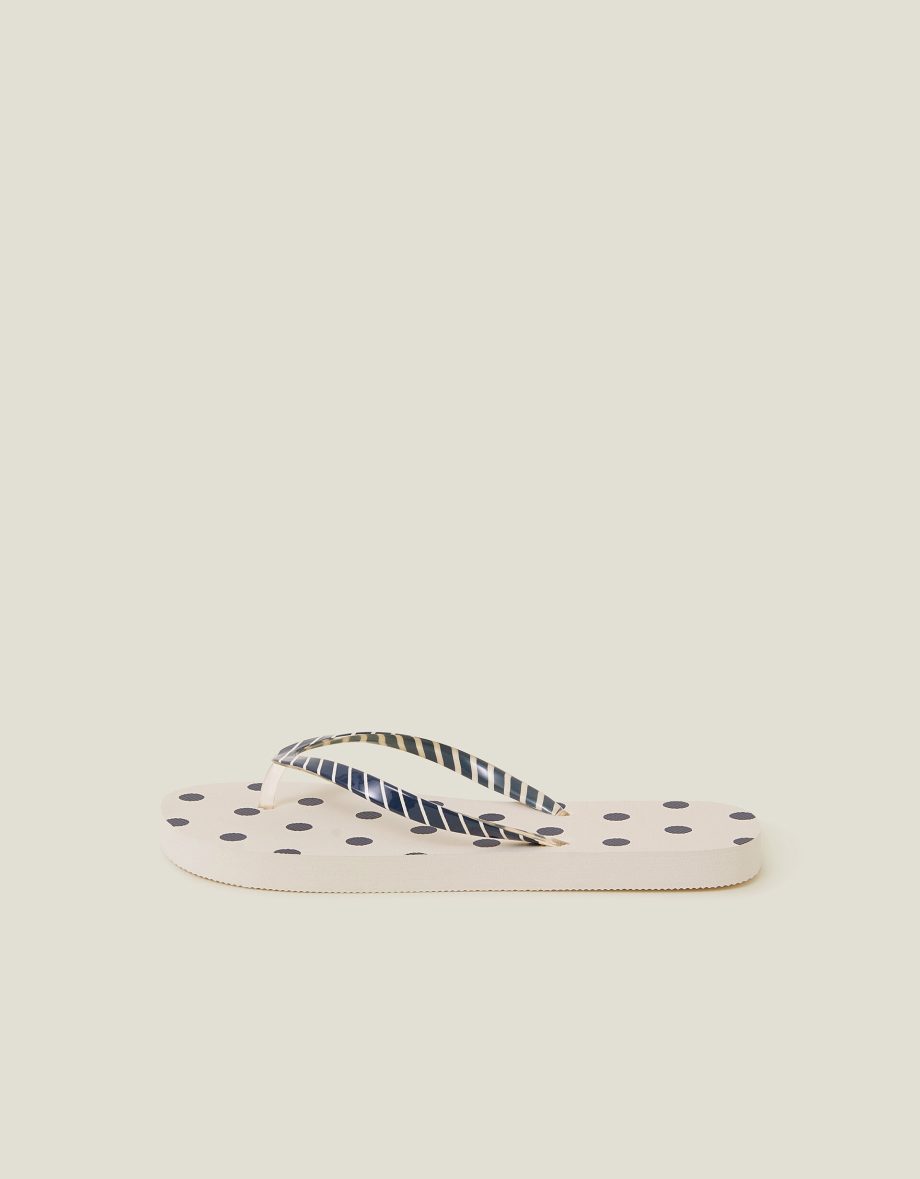 POLKA DOT STRIPE FLIP FLOPS BLUE