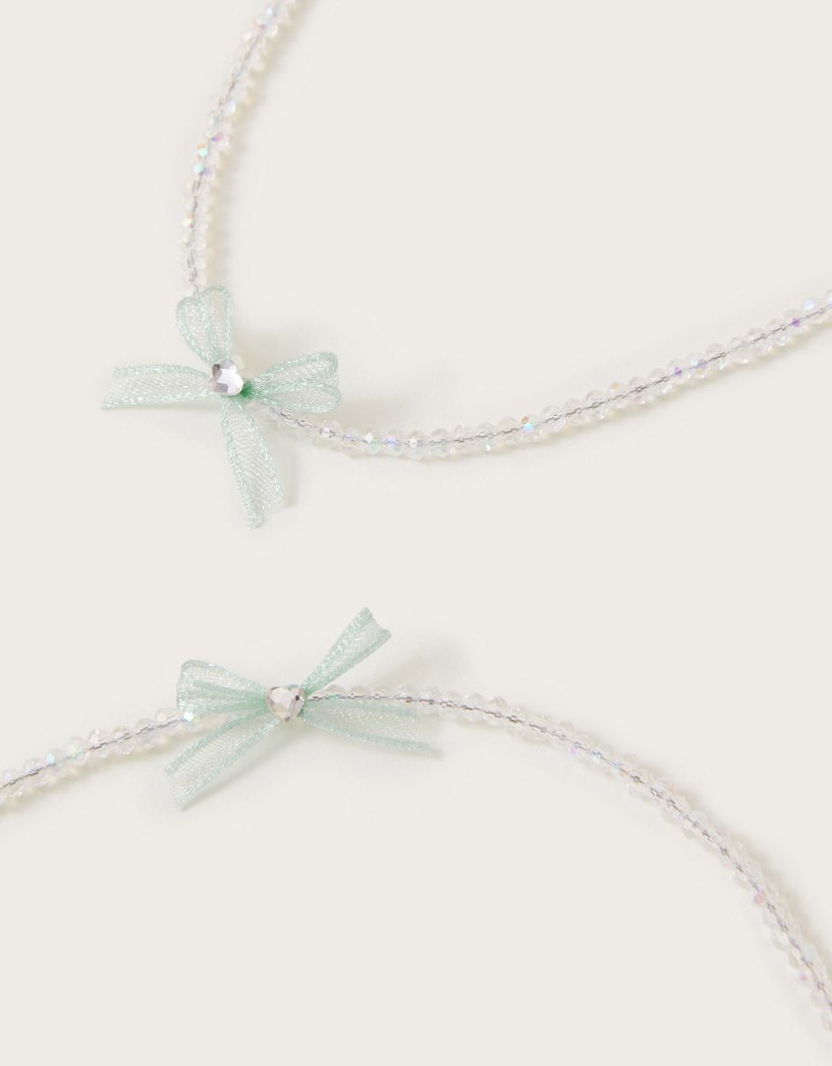 Beaded bow necklace and bracelet set