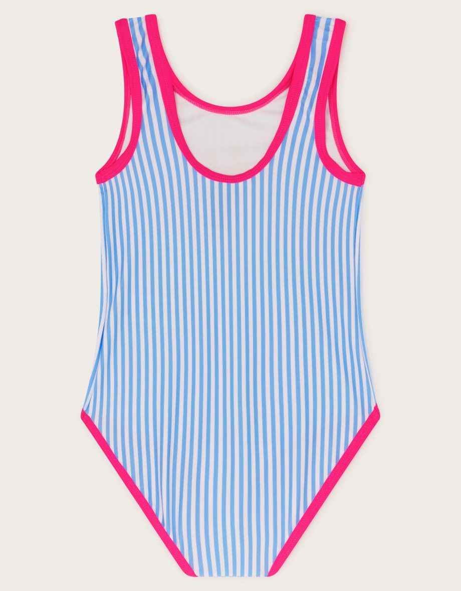 Unicorn Stripe Print Swimsuit Blue