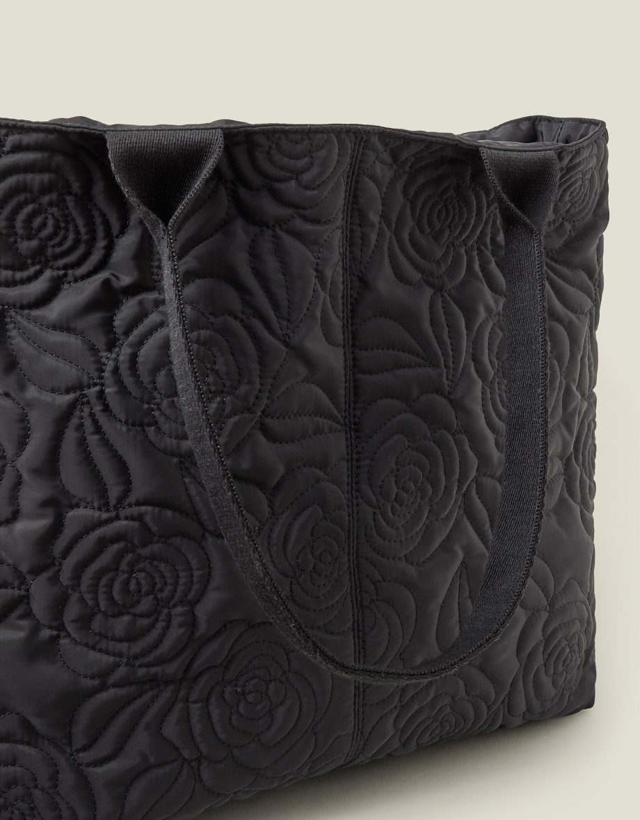 Floral Quilted Nylon Tote Bag